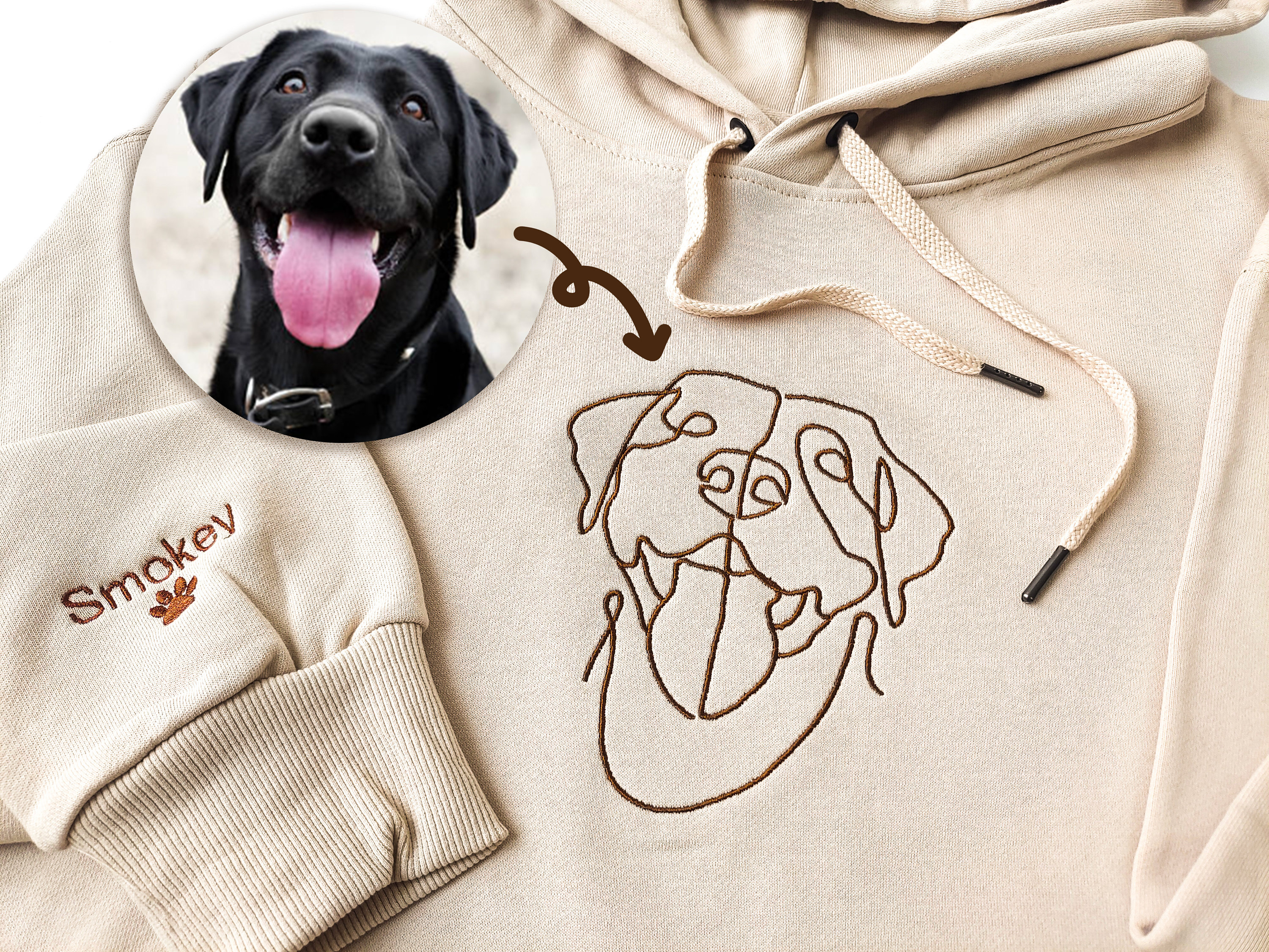 Custom Embroidered Pets Hoodie,Personalised one-line Pet Sweatshirt-Artloverhouse