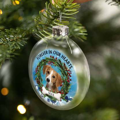 Custom Photo Lovely Dogs Cats Forever In My Heart, Personalized Clear Flat Ball Ornament