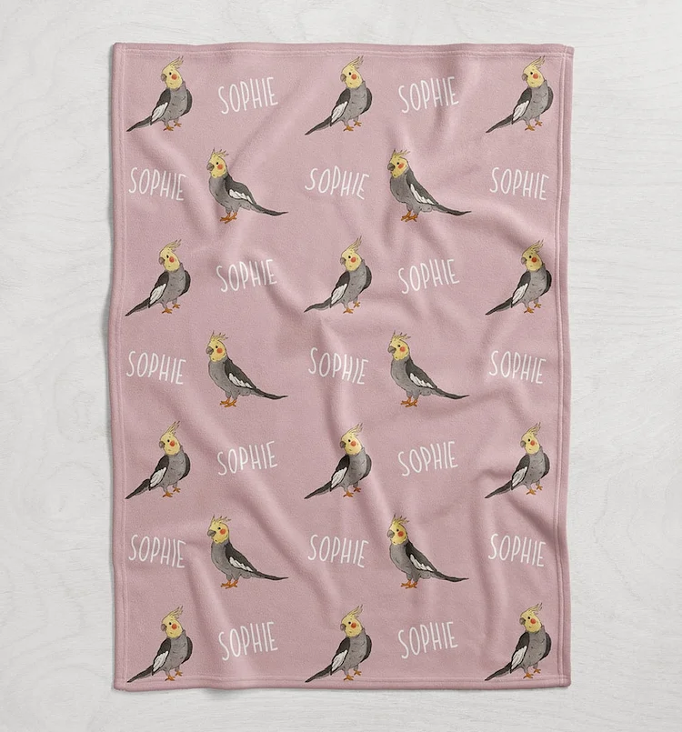 Custom Name Bird Blanket, Personalized Parrot Blanket, Animal Themed Gifts