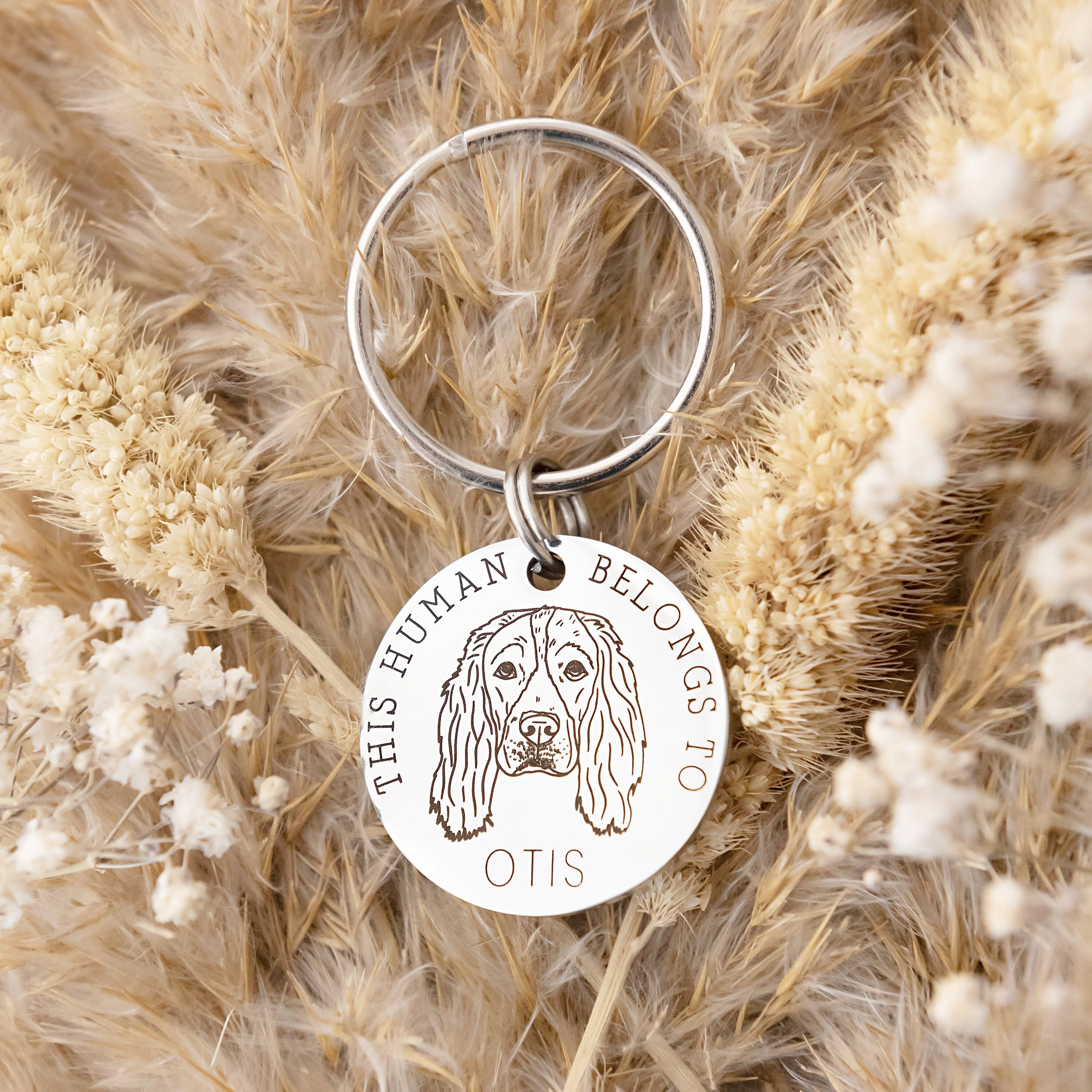 This Human Belongs To, Personalized Pet Keyring-Artloverhouse