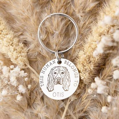 This Human Belongs To, Personalized Pet Keyring-Artloverhouse