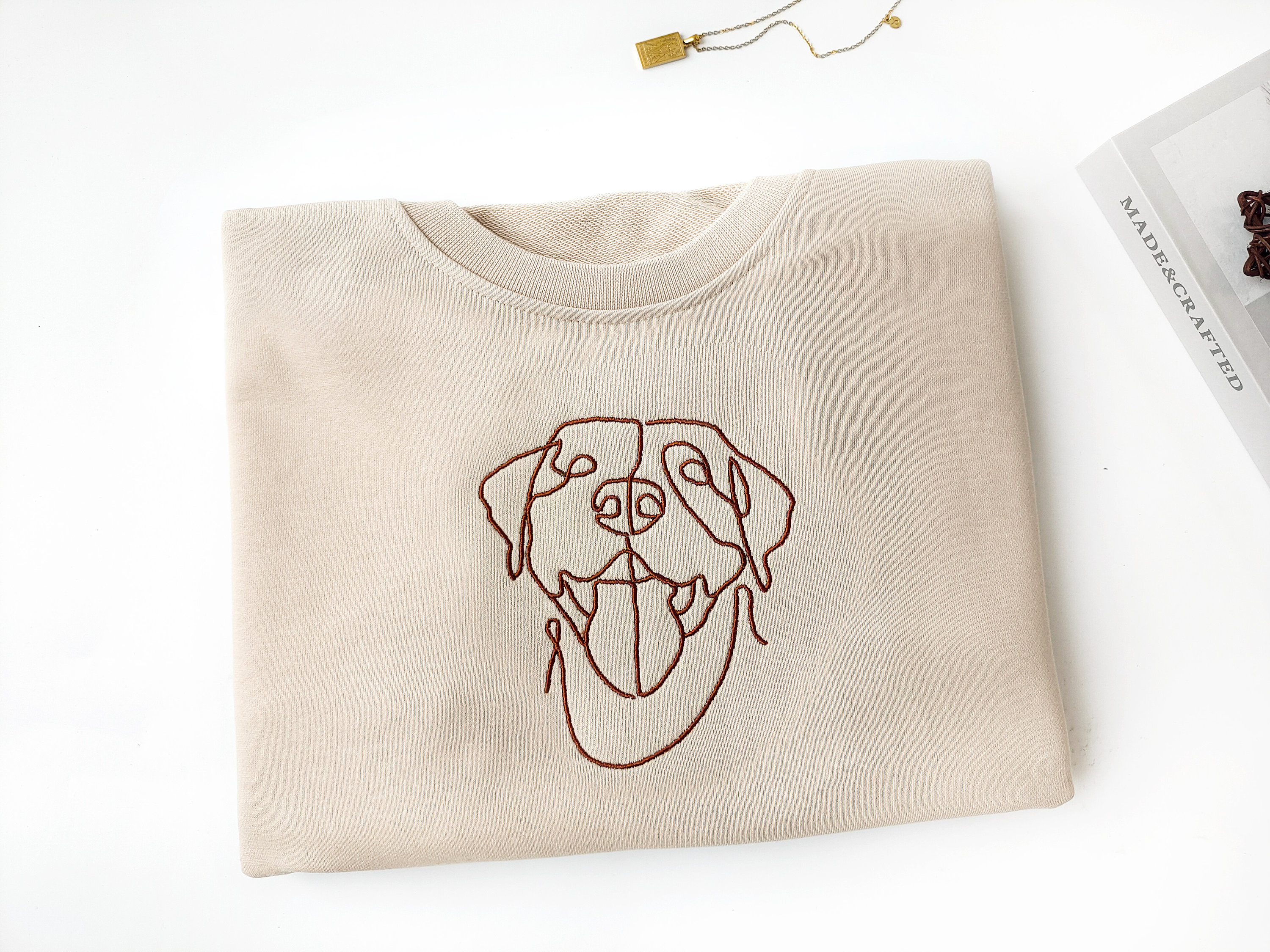 Custom Embroidered Pets Hoodie,Personalised one-line Pet Sweatshirt-Artloverhouse