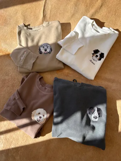 Personalized Pet Portrait Embroidered Sweatshirt-Artloverhouse