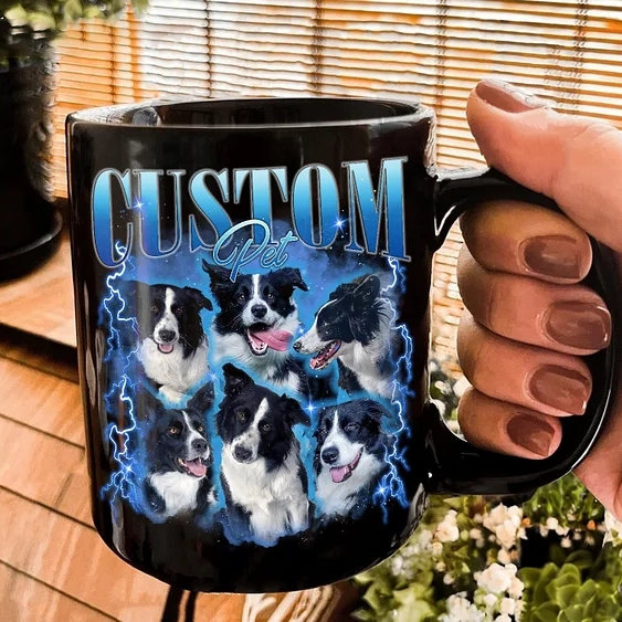Custom Pet Mug, Using Pet Photo + Name, Custom Photo Vintage 90s