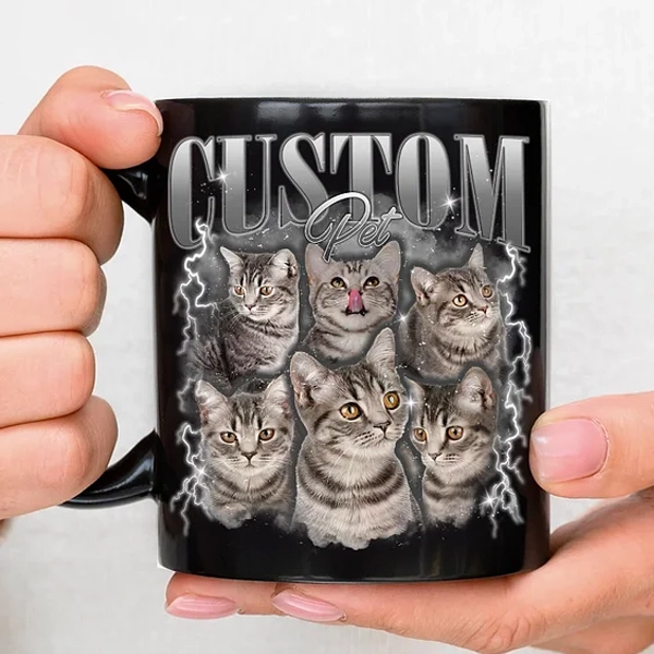 Custom Pet Mug, Using Pet Photo + Name, Custom Photo Vintage 90s