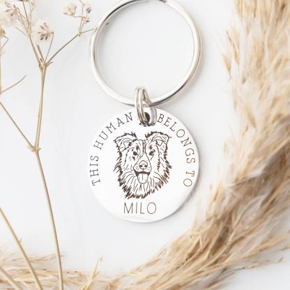 This Human Belongs To, Personalized Pet Keyring-Artloverhouse