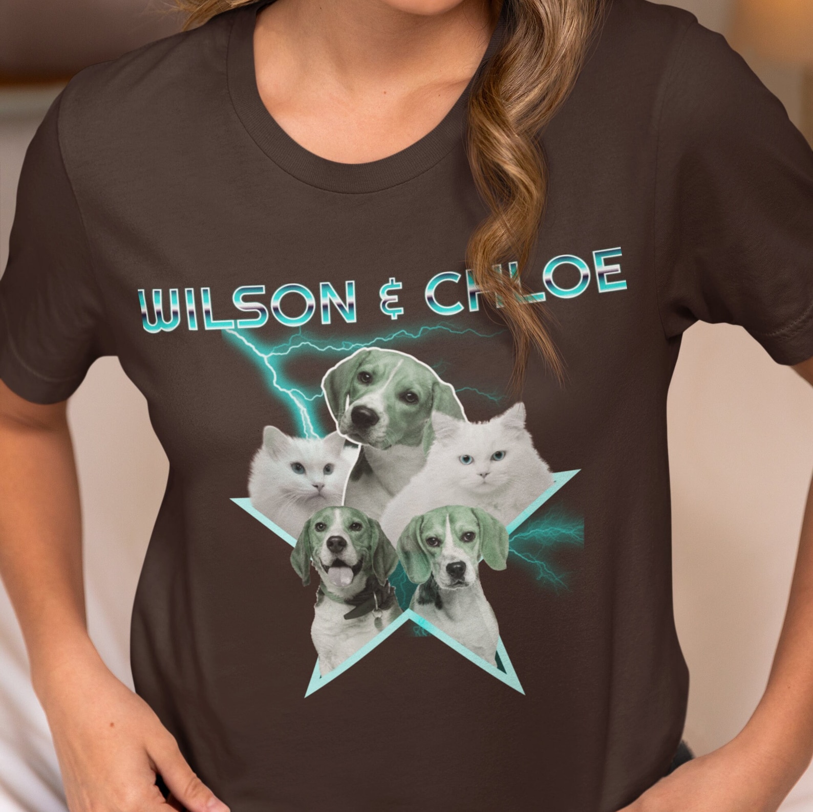 Retro Custom Pet Shirt for Dog & Cat Lovers, Personalized 90s Vintage Graphic Print Tee-Artloverhouse