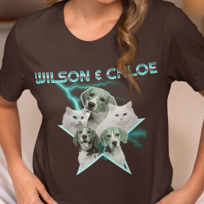 Retro Custom Pet Shirt for Dog & Cat Lovers, Personalized 90s Vintage Graphic Print Tee-Artloverhouse