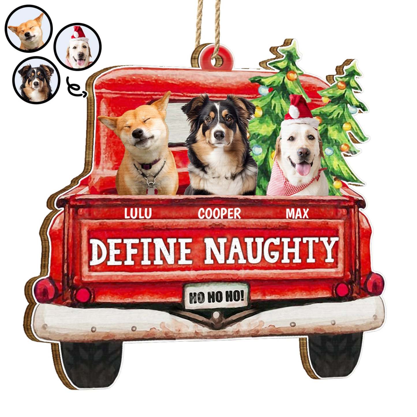 Custom Photo Pet Lovers Red Truck Define Naughty, Personalized Custom 