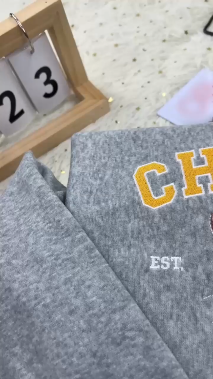 Custom Embroidered Sweatshirt with "CHIKU" Pet Portrait