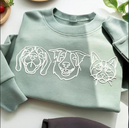 Custom Pet Portraits Puff Sweatshirts,Gifts For Mom Dogs