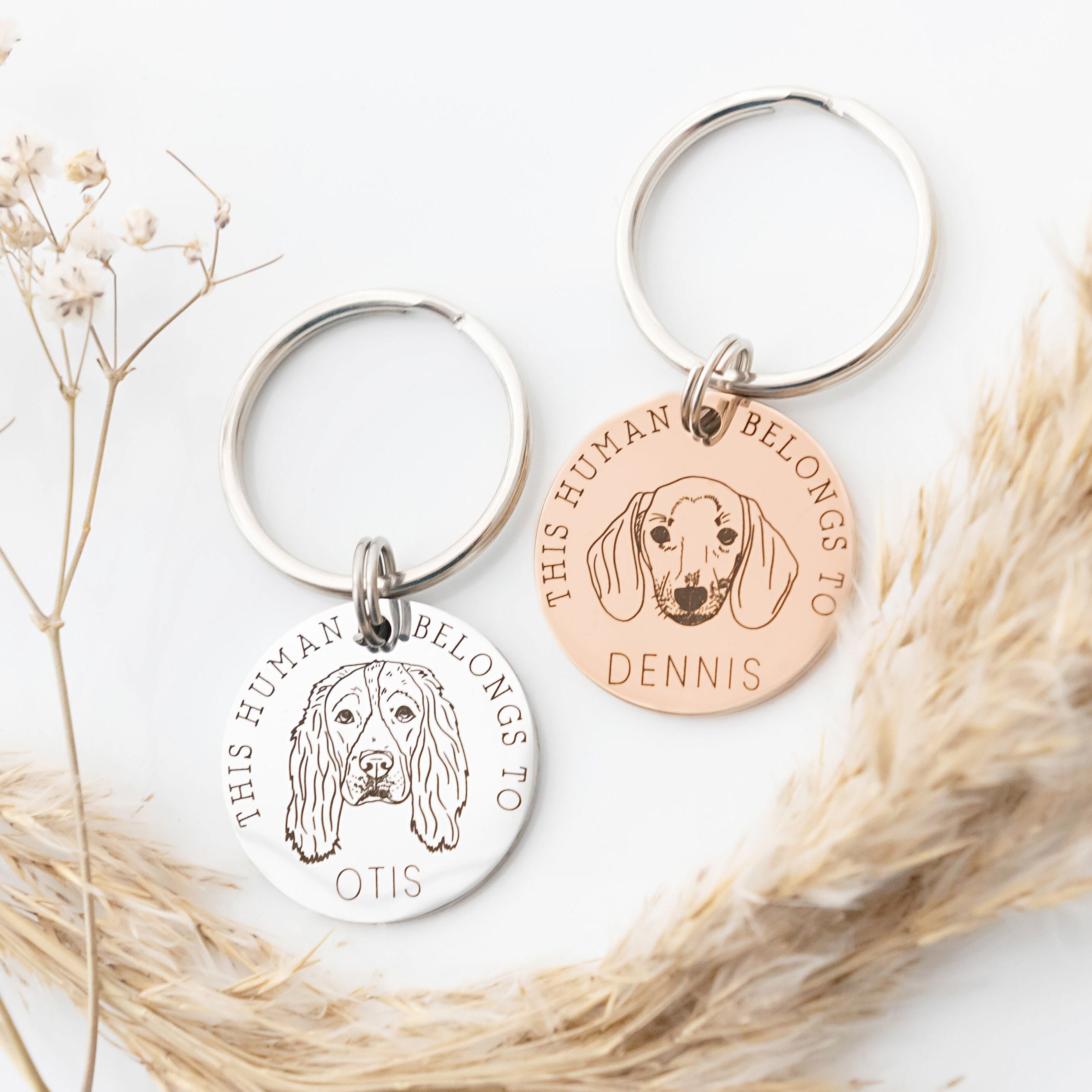 This Human Belongs To, Personalized Pet Keyring-Artloverhouse