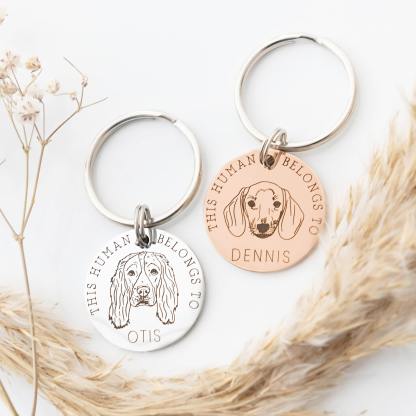 This Human Belongs To, Personalized Pet Keyring-Artloverhouse