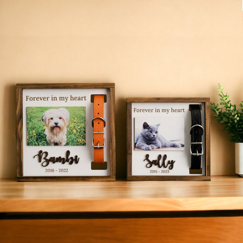 Mother's Day Gift Personalized Pet Collar Photo Frame Memorial Gift For Cute Pets