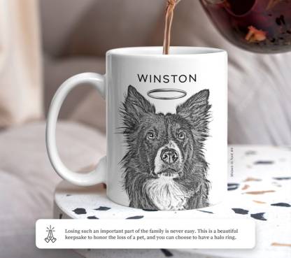 Pet Portrait Custom Sketch Mug from Photo, Personalized Birthday Gift for Cat Dog Mom Dad Owner, In Memory of Dog Loss, Pet Illustration Mug-Artloverhouse