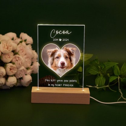 Personalized Pet Memorial LED Night Light,Custom Pet Loss Frame,Pet Photo Light Pet Loss Gift