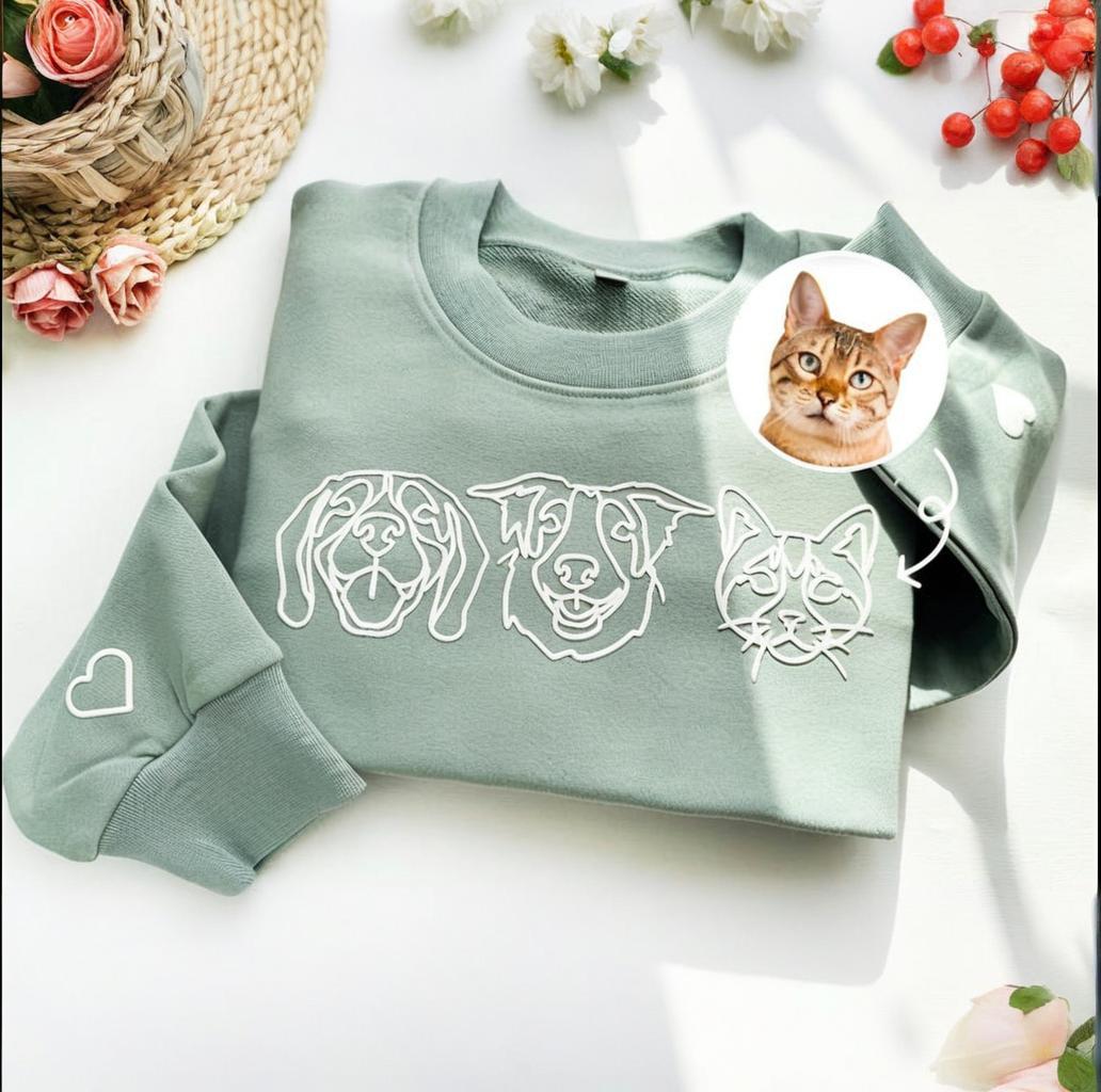 Custom Pet Portraits Puff Sweatshirts,Gifts For Mom Dogs