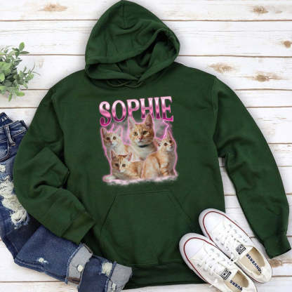 Custom Pet Face Printing Vintage Hip Hop T-shirt Sweatshirt Hoodie-Artloverhouse