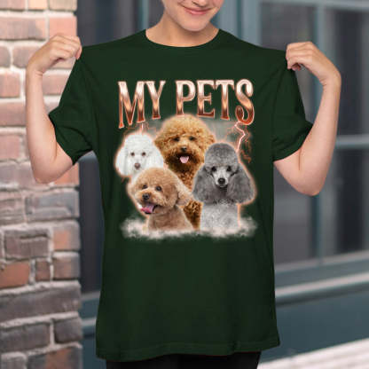 Custom Pet Face Printing Vintage Hip Hop T-shirt Sweatshirt Hoodie-Artloverhouse