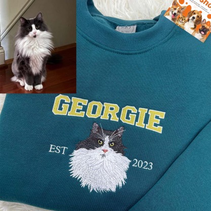 Personalized Sweatshirt with "GEORGIE" Pet Portrait Embroidery