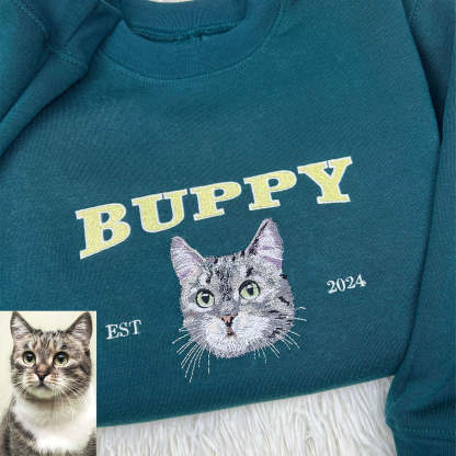 Custom Embroidered Sweatshirt With Pet Portrait
