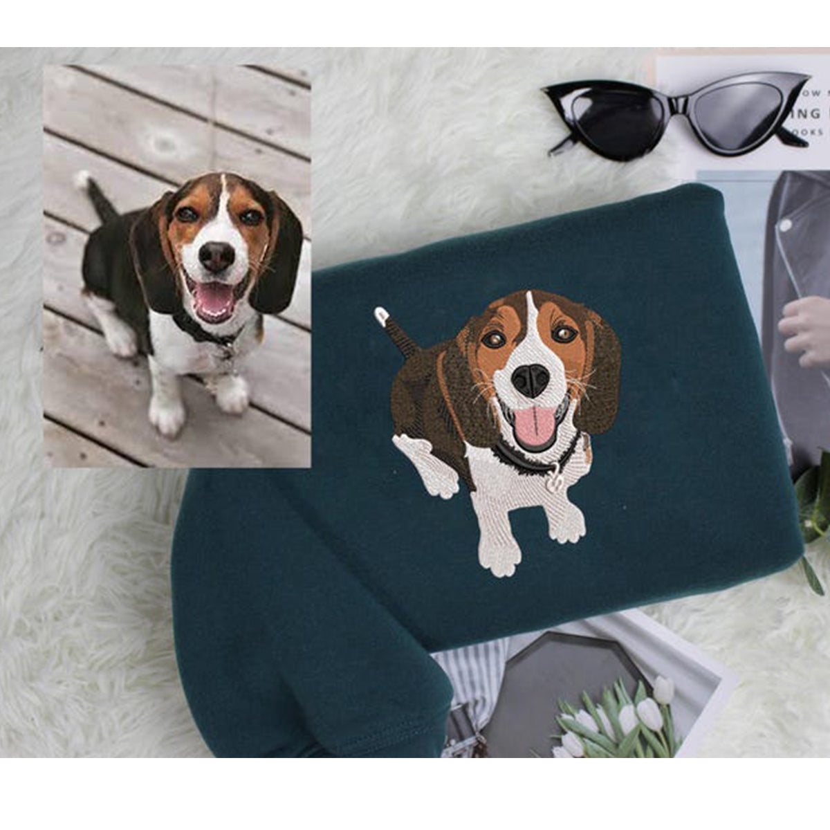 Personalized Embroidered Sweatshirt with Pet Portrait