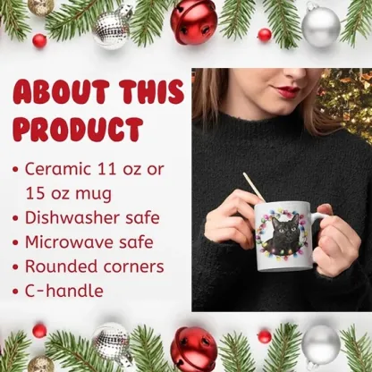 Custom Sketched Pet Mug - Custom Pet Portrait Mug, Pet Illustration, Christmas Mug, Holiday Mug