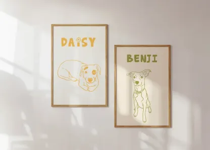 Custom Pet Portrait Art Print Canvas Personalized Dog Wall Art