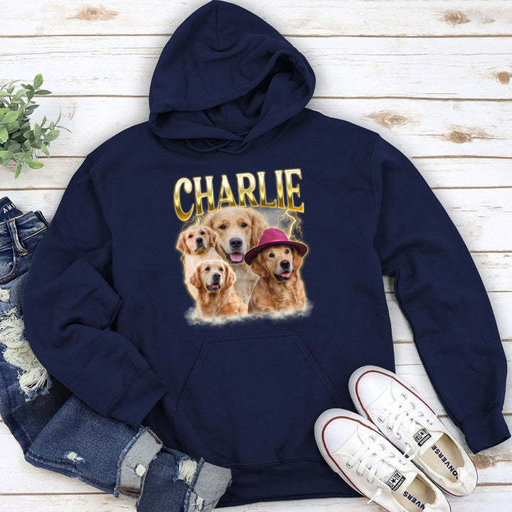 Custom Pet Face Printing Vintage Hip Hop T-shirt Sweatshirt Hoodie-Artloverhouse