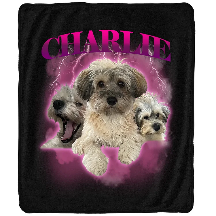 Personalized Pet Portrait Vintage Blanket