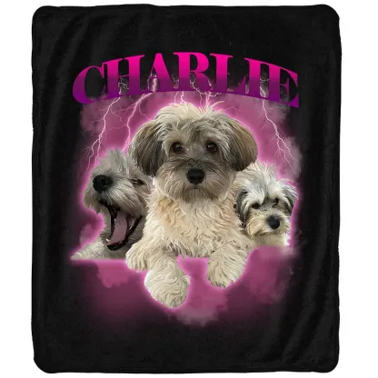 Personalized Pet Portrait Vintage Blanket