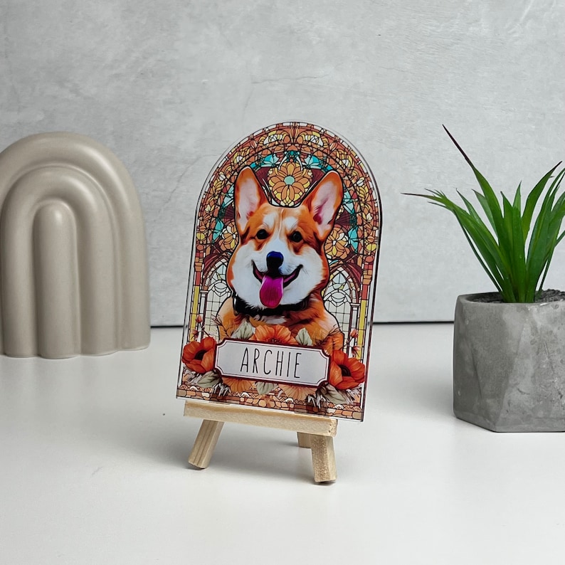 Pet Memorial Custom Acrylic Stained Glass Night Light, Personalized Bedroom LED Decor Sign