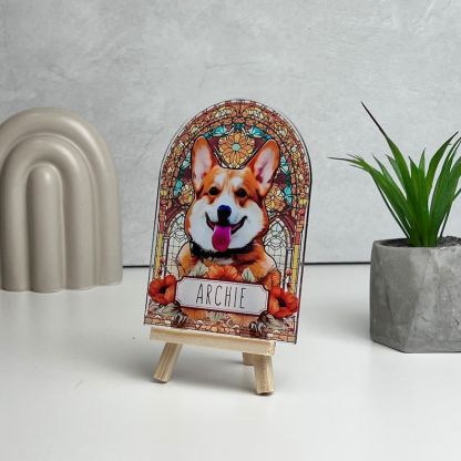 Pet Memorial Custom Acrylic Stained Glass Night Light, Personalized Bedroom LED Decor Sign