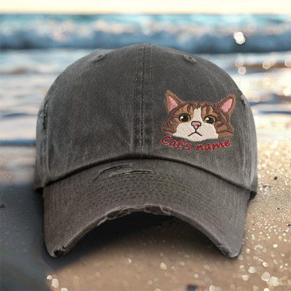 Custom Embroidered Pet Portrait Pepper Color Baseball Cap