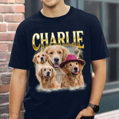 Custom Pet Face Printing Vintage Hip Hop T-shirt Sweatshirt Hoodie-Artloverhouse
