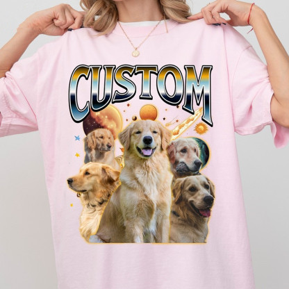 Custom Comfort Colors Dog T-Shirt, Retro Dog Shirt, Personalized Pet Photo Print Shirt, 90s shirt-Artloverhouse