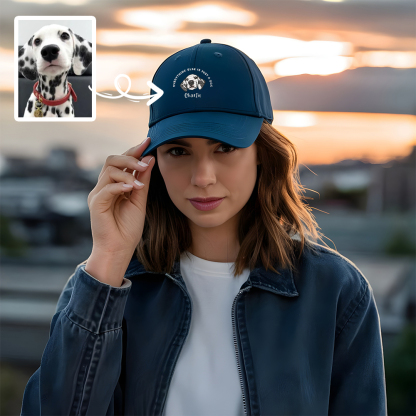 Custom Pet Portrait Embroidered Baseball Cap Funny Quote Hat