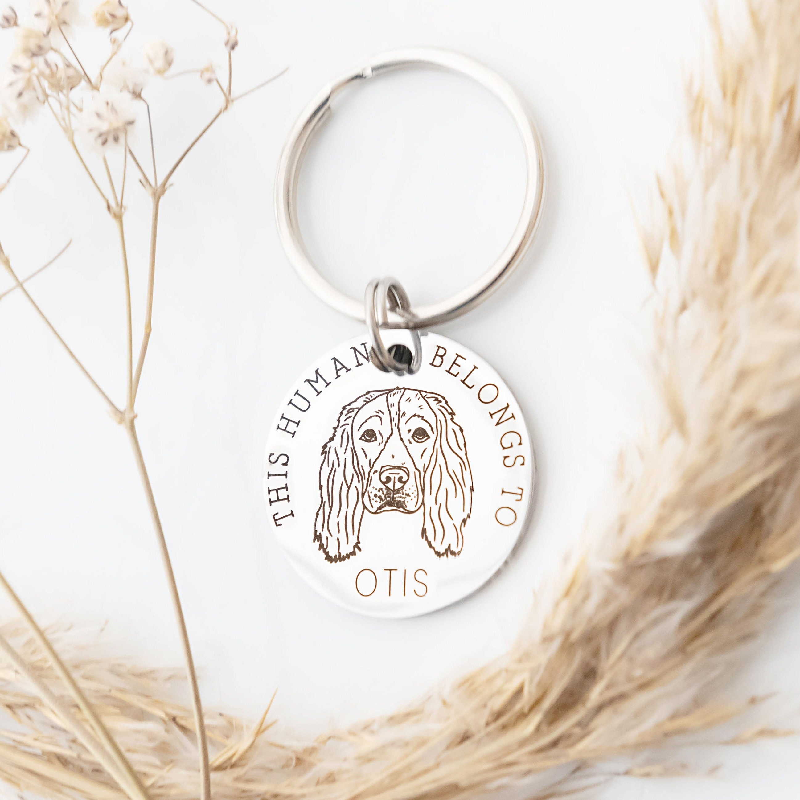 This Human Belongs To, Personalized Pet Keyring-Artloverhouse