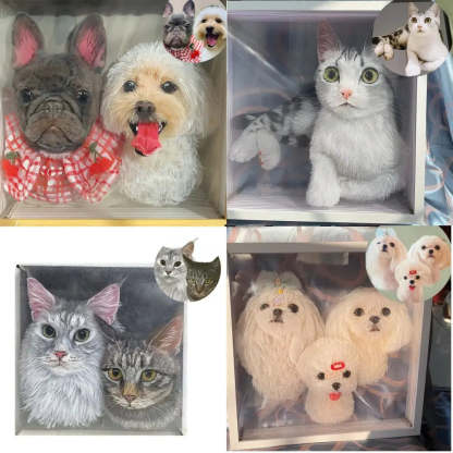 Custom 3D Glass Painting Pet Painting Cat/Dog Portrait Art-Artloverhouse