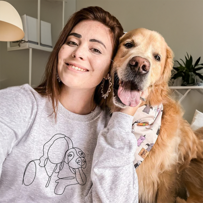 Custom Pet Outline Embroidered Portrait Sweatshirt T-Shirt