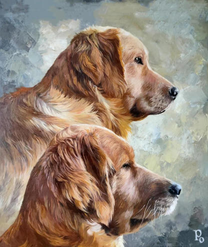 Oil painting commission, Custom oil portrait, Custom dog oil painting-Artloverhouse