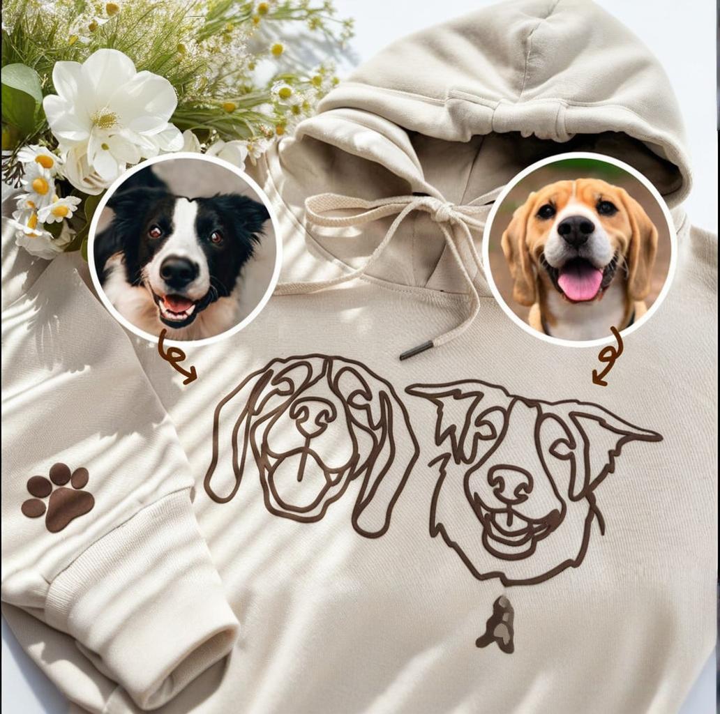 Custom Pet Portraits Puff Sweatshirts,Gifts For Mom Dogs