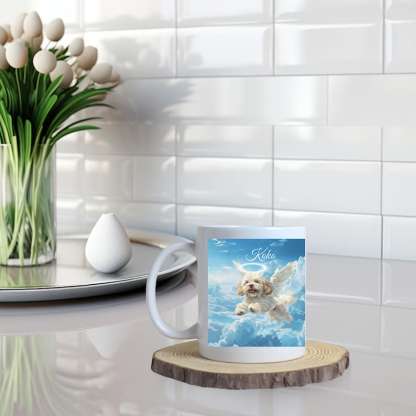 Custom Pet Mug Angel Wings and Halo Using Pet Photo Name Personalized Pet Memorial Gift Coffee Cup