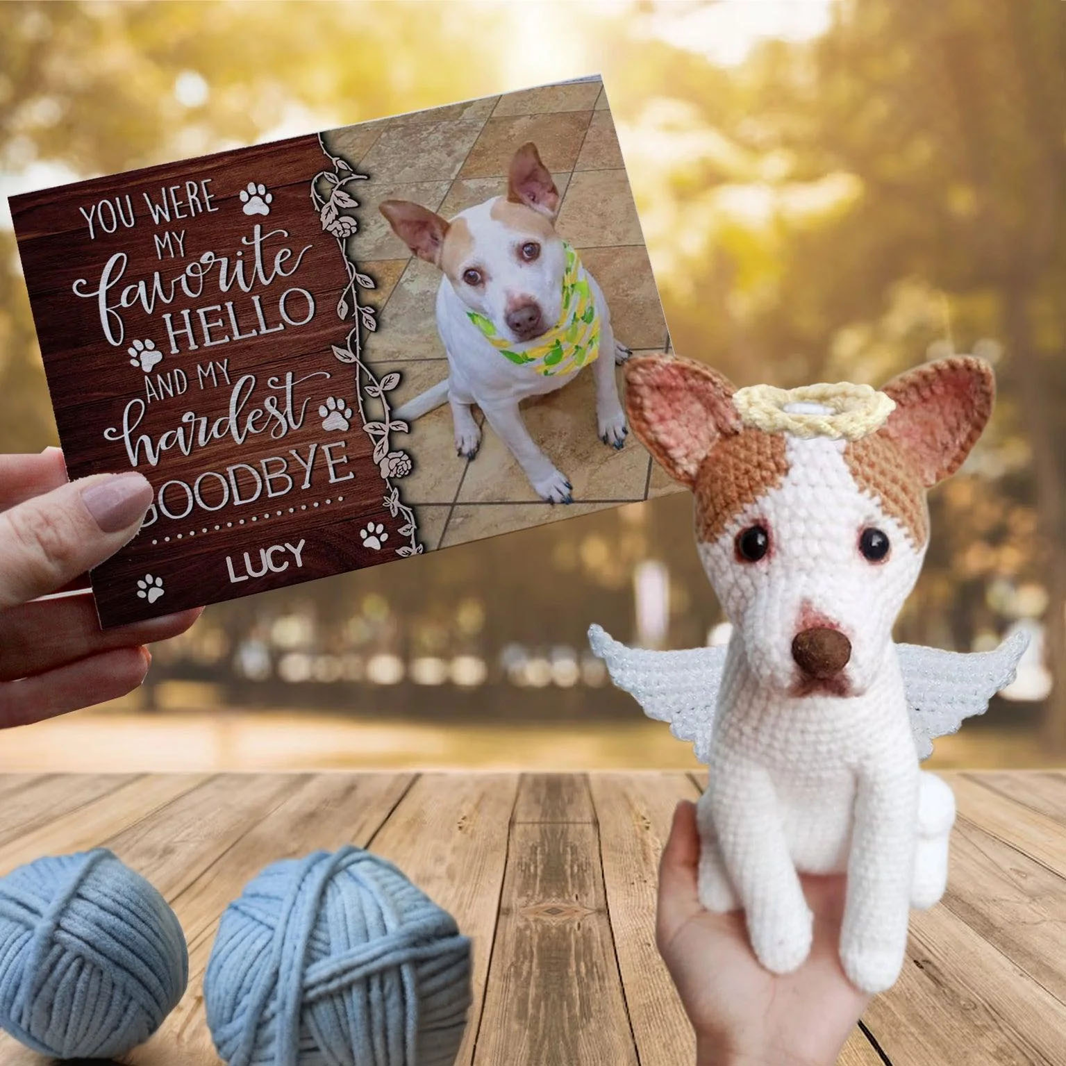 You Were My Favorite Hello - Custom Crochet Dog Doll with Personalized Card