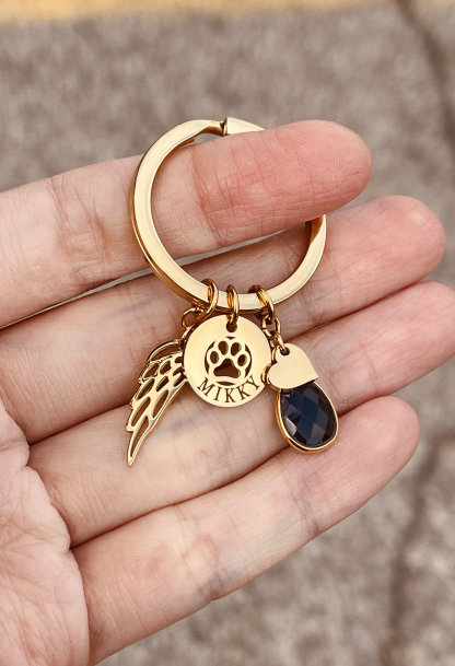 Custom Birthstone Charm Dog Necklace Personalized Dog Bracelet Keychain, Loss of Dog Cat memorial Jewelry
