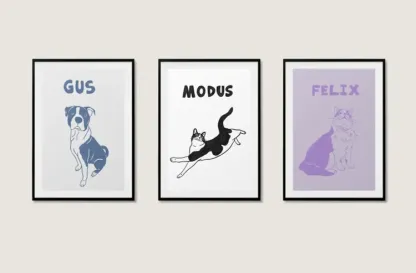 Custom Pet Portrait Art Print Canvas Personalized Dog Wall Art