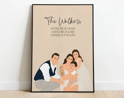 Custom Family Photo Wall Art, Personalized Dad Portrait Print, Fathers Day Gift