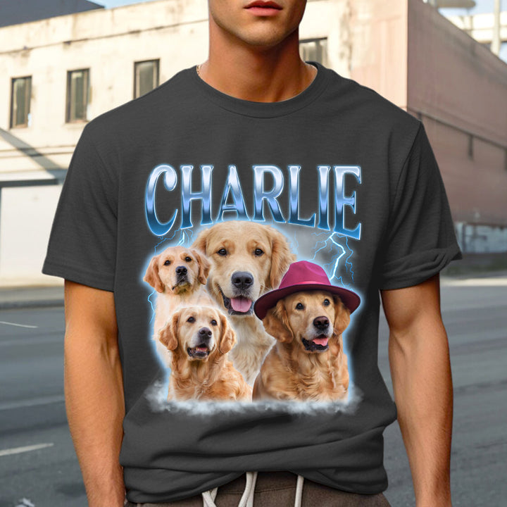 Custom Pet Face Printing Vintage Hip Hop T-shirt Sweatshirt Hoodie-Artloverhouse