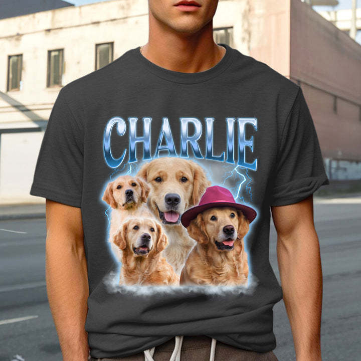 Custom Pet Face Printing Vintage Hip Hop T-shirt Sweatshirt Hoodie-Artloverhouse