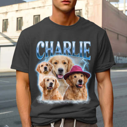 Custom Pet Face Printing Vintage Hip Hop T-shirt Sweatshirt Hoodie-Artloverhouse